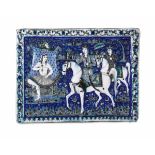 Grande mattonella Iran, periodo Qajar (1779-1925), XIX secolo, - Ceramica silicea, [...]