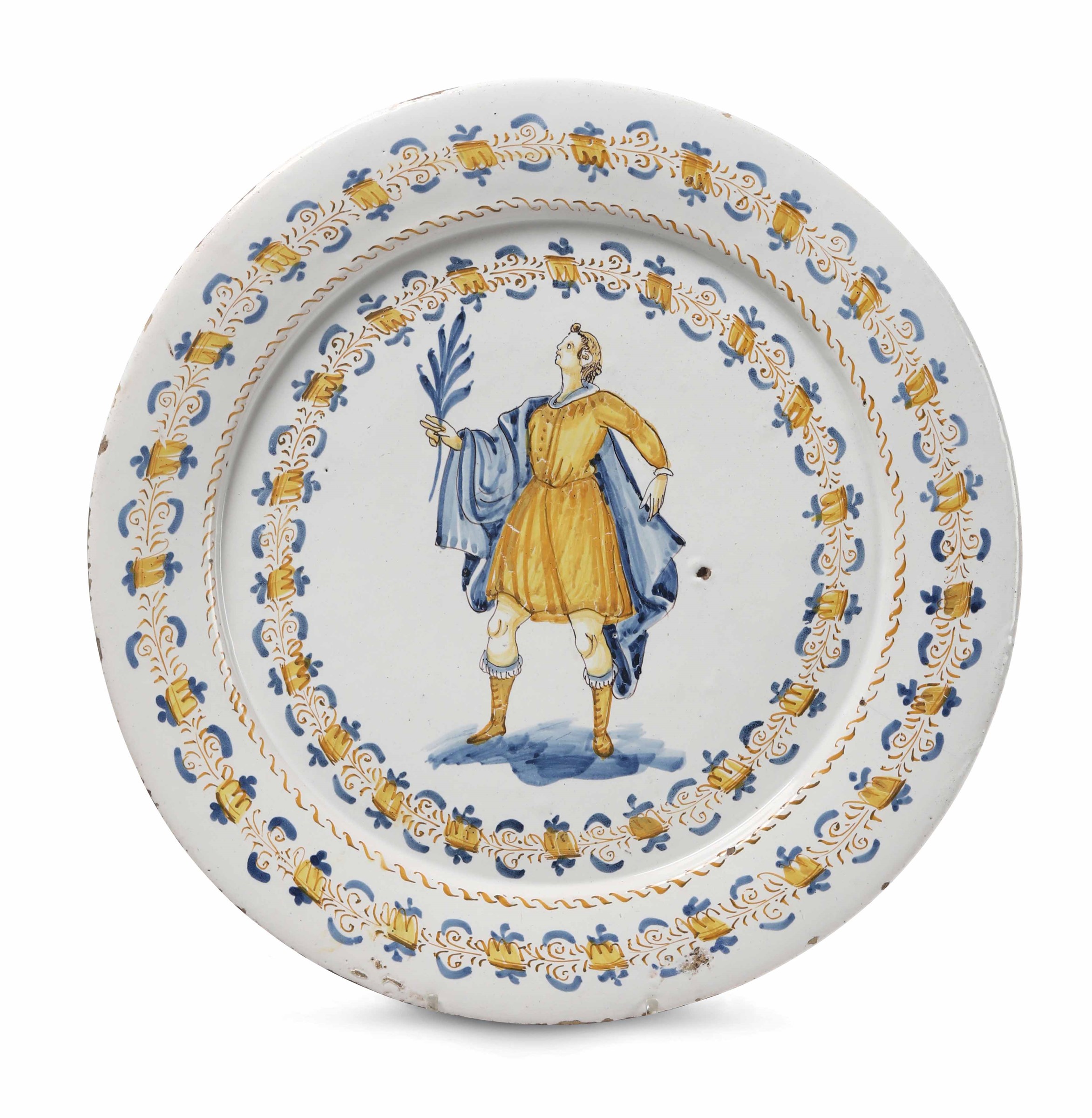 Piatto Castelli. fine XVI - inizio XVII secolo, - Maiolica policroma. Diametro cm [...]