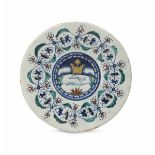 Piatto amatorio Deruta, prima metà del XVI secolo, - Maiolica policroma. Diametro [...]