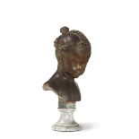 Saly Jacques. La Boudeuse, bust of a young girl in terracotta on a marble base. [...]