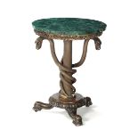 A table in carved and gilded wood with a round malachite top, 19th century - fusto [...]