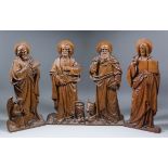 Three mid-20th Century carved oak figures of the Evangelists - Matthew, Mark and Luke, all with