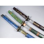 Two 20th Century Oriental katana swords each 44ins overall and one other similar