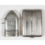 A George V silver World War I howitzer shell pattern vesta case, 2.25ins x 1.5ins, by W.H Haseler,