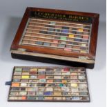 A 19th Century Lechertier Barbe's set of watercolour blocks of two layers, contained in a mahogany