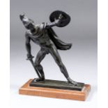 19th Century Continental green, brown patinated bronze figure after the Antique - gladiator