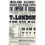 A Late 19th Century Midland Railways Poster - "Visit to The City of London by His Majesty The