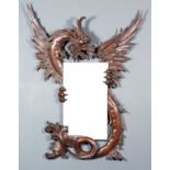 A late 19th Century French carved walnut "Dragon" mirror in the manner of Gabriel Viardot (1830-