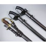 Three 20th Century military style Officers swords with spurious markings, all with bright steel