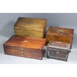 A Victorian mahogany and mother-of-pearl inlaid writing box, 15.75ins x 9.25ins x 4.5ins high, a