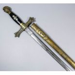 An American Knights Templar Society Sword by Howell of New York, the bright steel blade decorated