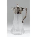 An Elizabeth II silver mounted and cut glass caret jug with slice and panel cut glass of tapered