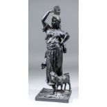Leon Pilet (1840-1916) - Brown patinated bronze figure - "The Gypsy Dancer" - Standing female dancer