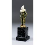 G. Danzmann (20th Century) - An Art Deco cold painted, gilt bronze and ivory figure of a pierrot