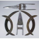 Two 18th Century Indian Katar punch daggers one 16ins the other 11ins overall and a pair of Oriental