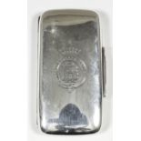 A late Victorian silver rectangular combined cigarette and vesta case, the lid engraved with