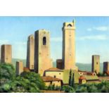 Margaret Barnard (1900-1992) - Five oil paintings - "San Gimignano II", artists board 10ins x 13.