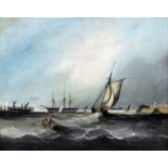 Style of Harry F. Van der Weyden (1868- 1952) - Oil Painting - Marine scene with three masted