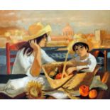 ***Jean Abadie (1921-2010) - Oil painting - "La Terrase a Florence", canvas 23.5ins x 28.75ins,