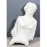 A white painted fibrous plaster bust of a young woman, 32ins high Provenance: From the Old Deal