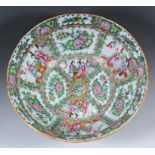 A late 19th/early 20th Century "Cantonese" porcelain punch bowl, typically painted with figures