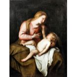 19th Century Continental school - Oil painting - The Virgin Mary and The Christ Child, after a