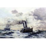 ***Arthur J. Bond (1888-1958) - Watercolour - "Patrol" - frigate in choppy seas, 9.25ins x 13.25ins,