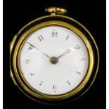 An 18th Century gilt metal and leather covered pair cased verge pocket watch by Henry Smith of