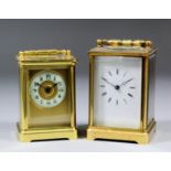 Two late 19th/early 20th Century French carriage timepieces, the miniature style version with 1.