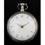 A George III silver pair cased verge pocket watch by Miles Patrick of Greenwich, No.477, the white