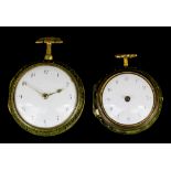 A George III gilt metal and green shagreen covered pair cased verge pocket watch by Benjamin Leach