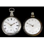 A George III silver pair cased verge pocket watch by M. Jewell of London, No.364, the white enamel