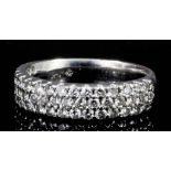 A modern platinum mounted all diamond set half hoop eternity ring, the face set with fifty four