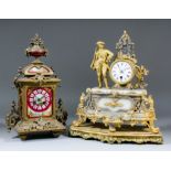 A late 19th Century French gilt metal and porcelain cased mantel clock by H.P & Co, No.54221, the