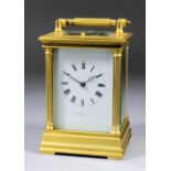 A late 19th Century French carriage clock, No. 3664, retailed by F.C. Russell of Paris, the white