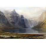 George Arthur Fripp (1813-1896) - Watercolour - "Loch Avon, near Aberdeen" - Extensive view of