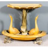 An Italian decorated resin and gilded metal fountain/hall stand with shell moulded top, supported on