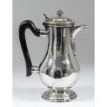 A late 18th/early 19th Century French plate coffee jug with plain baluster-shaped body, moulded