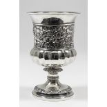 A George IV silver urn-pattern wine goblet with moulded rim and partly fluted lower body, the centre