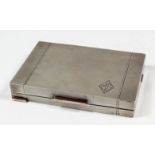 A George VI silver rectangular cigarette case/compact with engine turned ornament, the lid