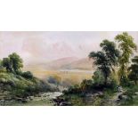 A. Colman (19th Century) - Pair of watercolours - River valleys within mountainous landscapes,