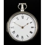 A George III silver pair cased pocket watch by Robert Roskell of Liverpool, No.8937, the white