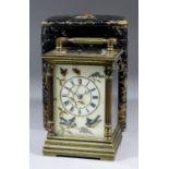 A late 19th Century French carriage clock, No. 8556 by Margaine of Paris, the porcelain dial with