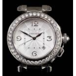 A modern lady's 18ct white gold cased Cartier "Pasha" automatic wristwatch, model No. 258/