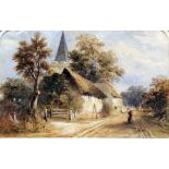 19th Century English school in the manner of T.M. Richardson - Watercolour - Rural scene with figure