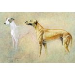 ***Phillip Sanders (born 1938) - Watercolour and pastel - "Study of Greyhounds", 10.25ins x 15.5ins,