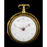 An 18th Century gilt metal and tortoiseshell effect pair cased verge pocket watch by William Clifton