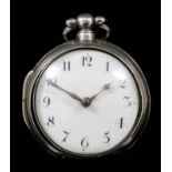 A William IV silver pair cased verge pocket watch by Homersham of Canterbury, No. 53542, the white