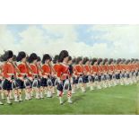 Richard Simkin (1840-1926) - Watercolour - "March Past of the Seaforth Highlanders", 11.25ins x 17.