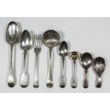 Six George III silver Old English pattern table spoons by I.D, London 1768 (monogrammed), two George